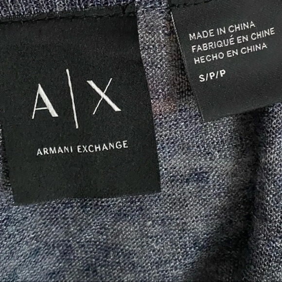 Armani Exchange Linen Grey Navy Crew Neck Sweater - Picture 4 of 4